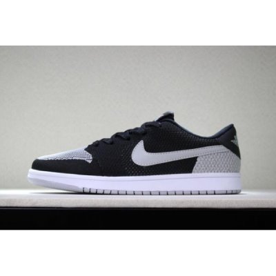 Nike Low Flyknit "Shadow" Muške Air Jordan 1 Sive Crne | M9HKF9G2