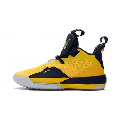 Nike Michigan PE Muške Air Jordan 33 Žute Tamnoplave Plave | TV8E8NJN