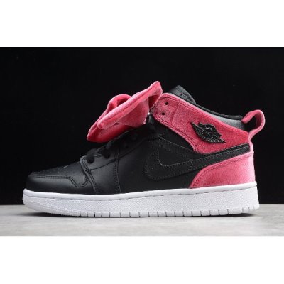 Nike Mid Bow Ženske Air Jordan 1 Crne Crvene | LL3ZCTRB