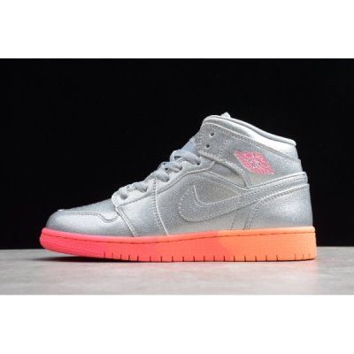 Nike Mid GS "Metallic Silver Pink Crimson" Ženske Air Jordan 1 Metalne Srebrne Roze Crvene | HY4EN22L