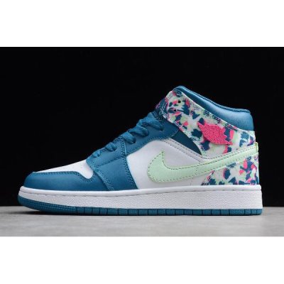 Nike Mid GS Ženske Air Jordan 1 Bijele Plave Roze Zelene | D0KQ72KT