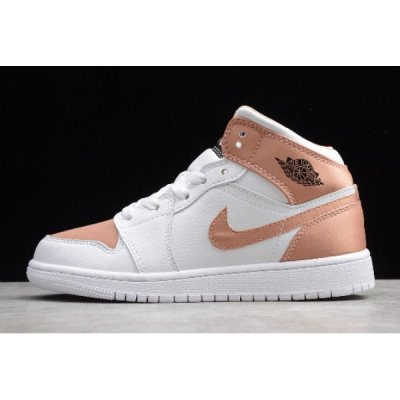 Nike Mid GS Ženske Air Jordan 1 Bijele Roze Zlatne | GRLURT99