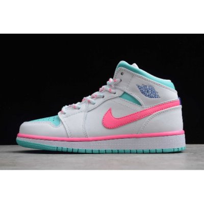 Nike Mid GS Ženske Air Jordan 1 Bijele Roze Zelene | O87KCNOM