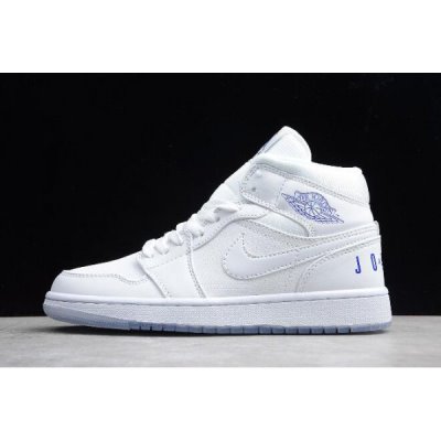 Nike Mid Premium "Pure White" Muške Air Jordan 1 Bijele | OCVHHTBD